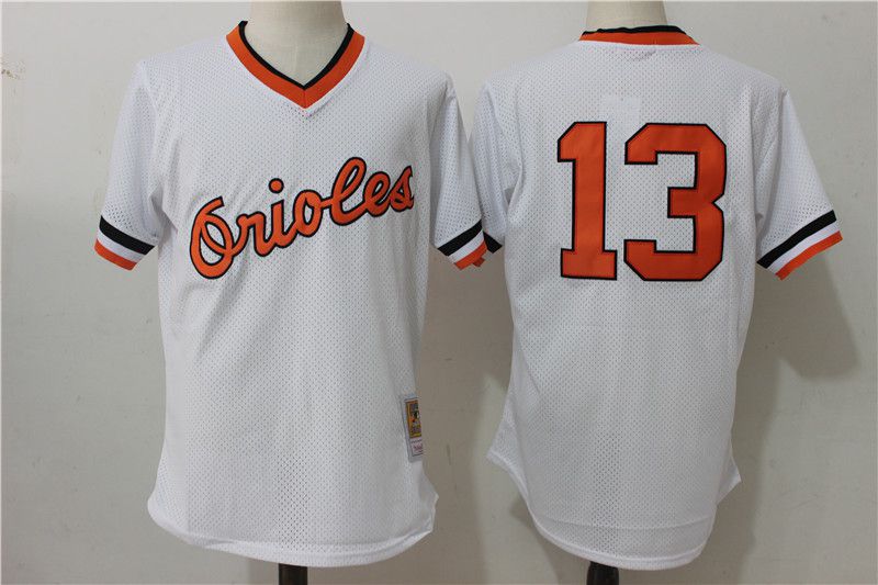 Men Baltimore Orioles #13 Manny Machado White Mesh Throwback MLB Jerseys->baltimore orioles->MLB Jersey